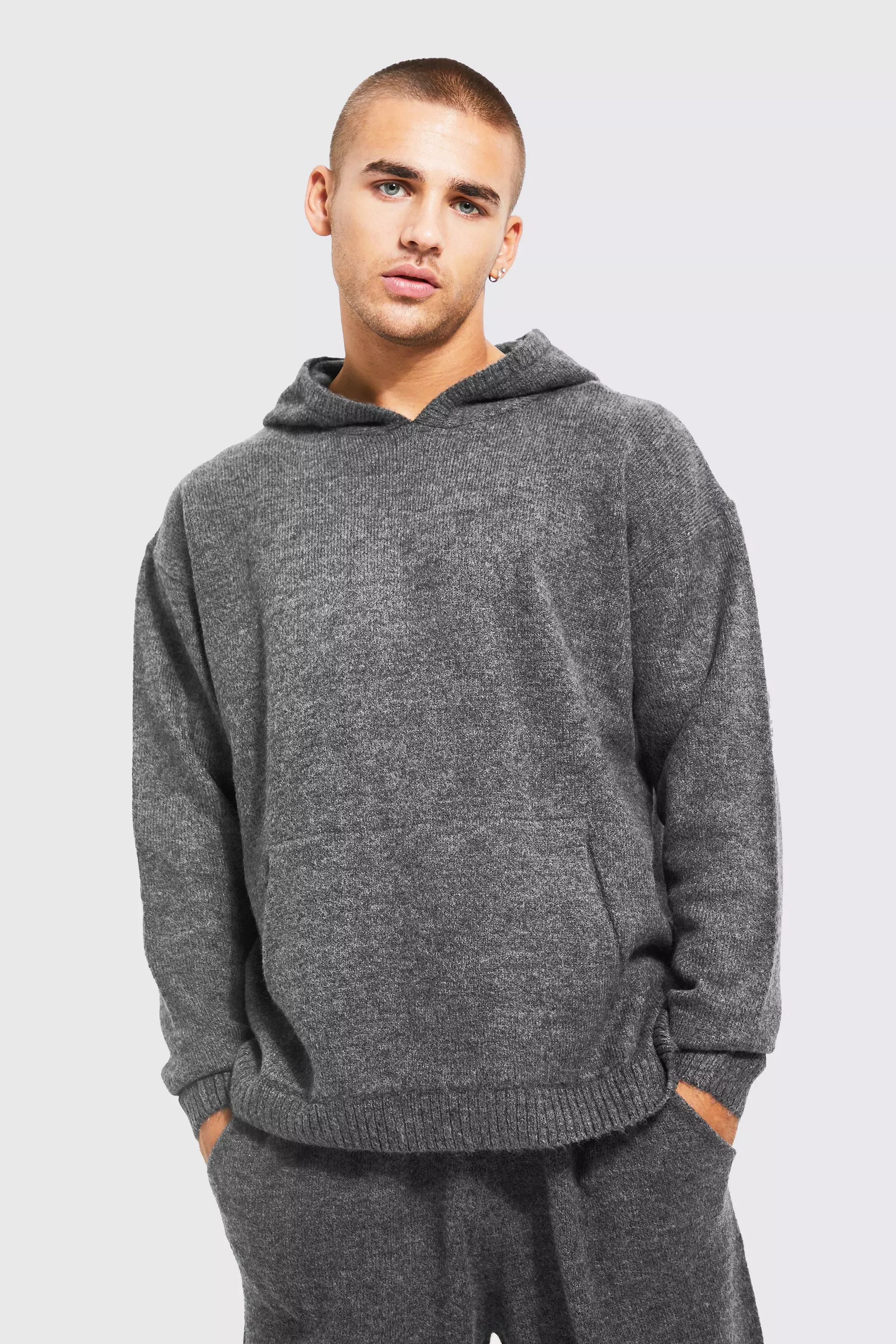 Fluffy Knitted Hoodie And Jogger | boohooMAN USA